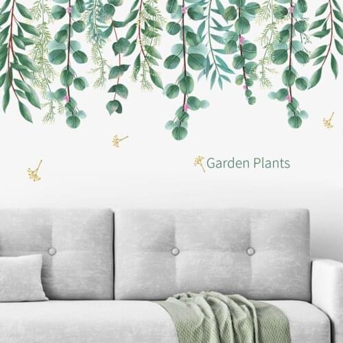 Eucalyptus Leaves Wall Sticker Rural Vines Pastoral Wall Decal Paper For Living Room Kitchen Bedroom Decor