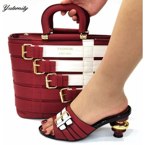 Latest African Matching Shoes And Bags Italian In Women Nigerian HIgh Heels Party Shoes And Purse Sets For Party