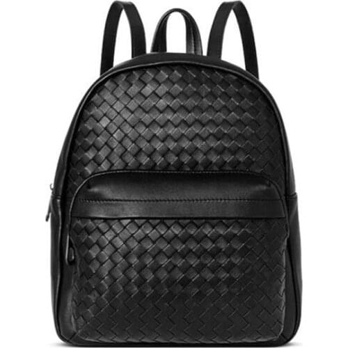2021 New Trend Real Cowhide Woven Bag Backpack Famous brand school bag backpack fashion high-quality all-match travel bag
