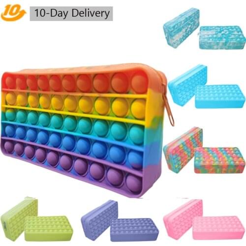 New Pencil Case Pop Its Push Bubble Fidget Toys Children Stress Relief Squeeze Toy Antistress Soft Squishy Kids Toys Gift