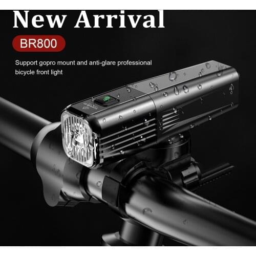 New Smart Bicycle Headlights BR800 Front Light Rainproof USB Rechargeable Road MTB Bike Lumens Light Long Life Time