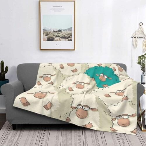 Sheep Cartoon Blankets Fleece Decoration Animal Cute Portable Ultra-Soft Throw Blanket for Home Travel Rug Piece