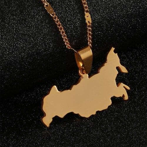 Stainless Steel Russia Map Pendant Necklaces The Russian Federation Jewelry