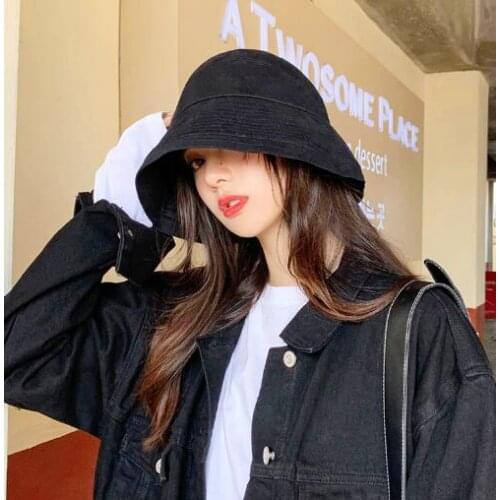 Adult Summer Foldable Bucket Hat Solid Color Hip Hop Wide Brim Beach UV Protection Sunscreen Fisherman Cap Panama Bucket Hats