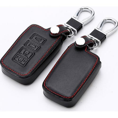 Peacekey Genuine Leather 4 Buttons car key case cover Protector for Toyota Highlander RAV4 Camry Avalon Corolla 2016 2017