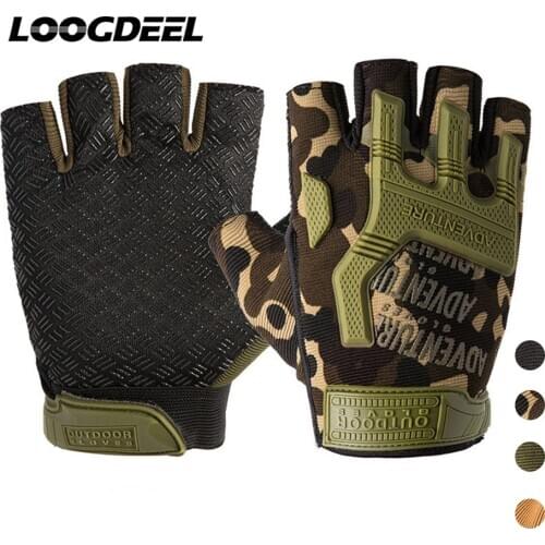 LOOGDEEL Wearable Mountaineering Gloves Half Finger Non-slip Safety Protection Tactical Gloves Movement Mountaineering Gloves