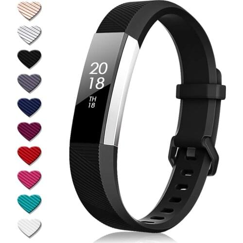 Bands Compatible with Fitbit Alta/Alta HR for Women and Men, Classic Soft Silicone Sport Strap Replacement Wristband