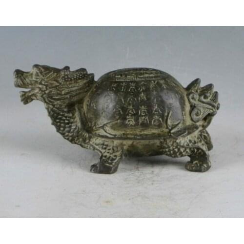 Rare Chinese Bronze Handwork Carved Dragon Turtle Statue Collection Ornaments Statues for Decoration Figurines