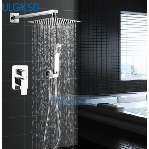 ULGKSD 10''/12''/16'' Rain Shower Faucets Bathroom shower faucet Tub spout Shower Sprayer Mixer Tap Ceramic valve