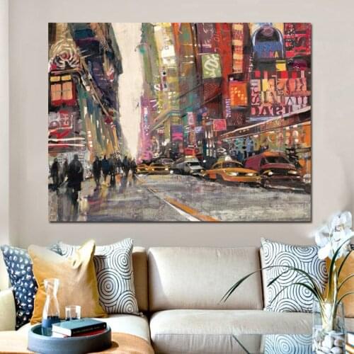 Modern Europe City Street Canvas Art Poster Print Abstract Landscape Painting on Canvas Wall Picture for Living Room No Frame