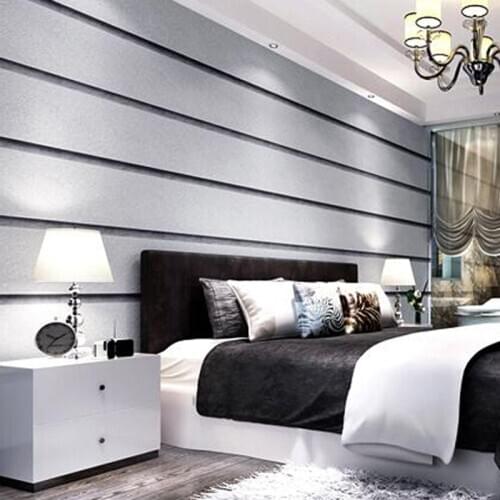Senior gray modern minimalist Nordic vertical stripes bedroom living room sofa TV background wall paper