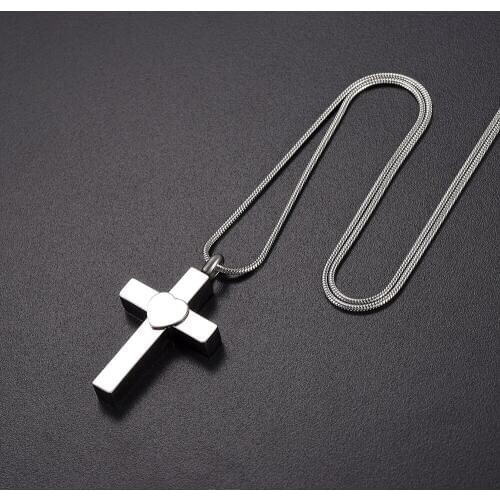 Stylish Memorial Jewelry Cross Cremation urn Pendant Necklace Pet/Human Ash Holder Pendant Collier bijoux
