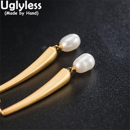 Uglyless Like Matches Natural Pearl Earrings for Women Elegant Pearls Dress Earrings Real 925 Sterling Silver Brincos Gemstones