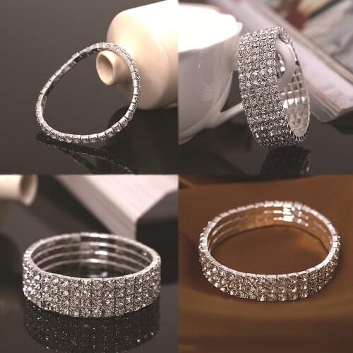 New exquisite, multi-layer full diamond bracelet, rhinestone jewelry, bracelet bridal jewelry Multi-row Womens Elastic Rhines