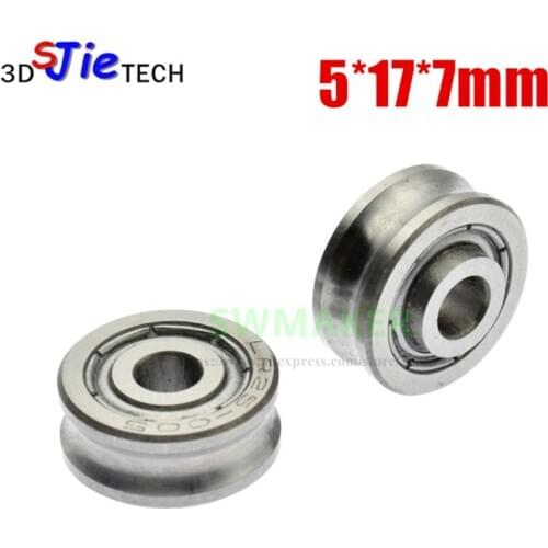 1pcs 5*17*7mm grooved bearing pulley, U slot, 5mm diameter track roller pulley, LR25 non-standard grooved guide wheel
