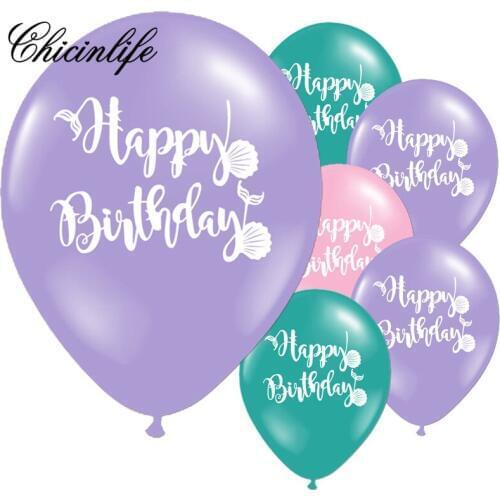 Chicinlife 10Pcs Mermaid Confetti Happy Birthday Party Decorations Latex Balloons Baby Shower Wedding Decorations Party Supply