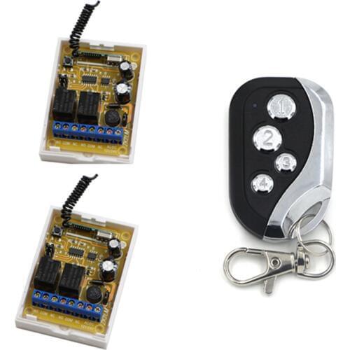 DC12V 24V 2CH Relay Wireless Remote Control Switch Receiver 4Keys Transmitter Learning Code Normally Open/Closed Door 315/433Mhz