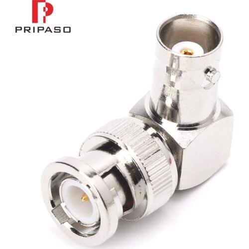 L-Shaped BNC Male Plug to Female Right Angle to Female Coax Coaxial Cable Adapter Connector 2 Packs