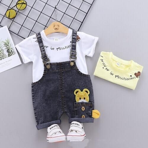 2021 New Fashion Yellow Baby Boy Clothes T-Shirt+Shorts Print Kids Clothes Sets Toddler Boy Suit Children Clothing For 1-4 Age