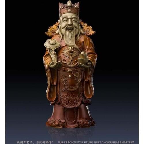 2021 HOME shop Entrance hall Geomantic omen statue CAI SHEN YE God of wealth LUCK patron saint FENG SHUI color copper statue