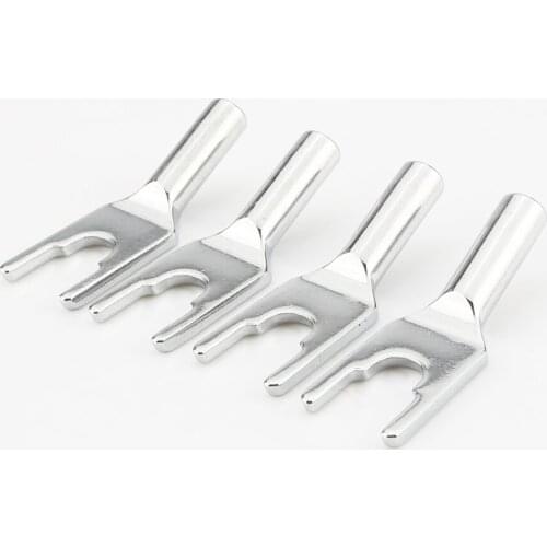4pcs Audiocrast Rhodium plated spade Adapter Banana adapter to spade Rhodium plated Speaker cable adapter