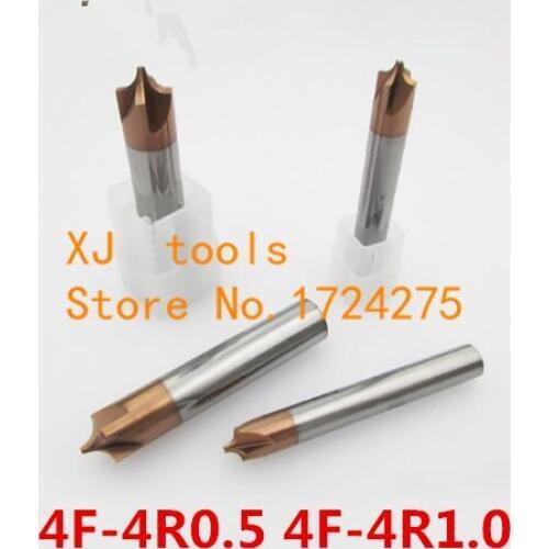 4F-4R0.5/4F-4R1.0,4 flute coating R milling cutter Corner Rounding End mills Ball nosed End Mill,length 50mm,dianmeter 4mm