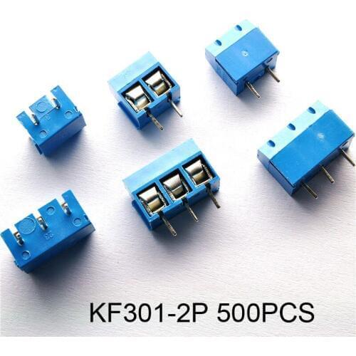 500pcs KF301-3P 5.08mm 3Pin PCB Screw Terminal Block Connector,300V/16A(22-14 AWG wire), Blue Connector