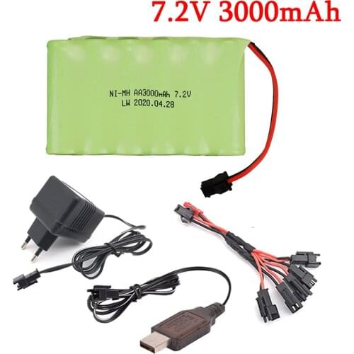 NIMH Battery 7.2V 3000mah Battery with Charger set For Rc Toy Cars Trucks Boats Guns Ni-MH AA 3000mah 7.2v Rechargeable Battery