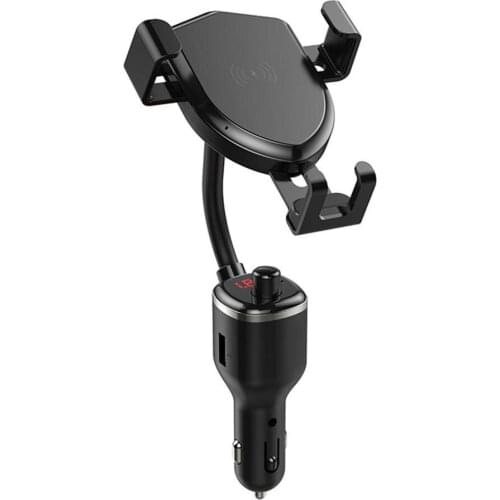 Automatic Clamping Wireless Quick Charging Mobile Phone Holder Stand with Fm Bluetooth Transmitter For iPhone Samsung