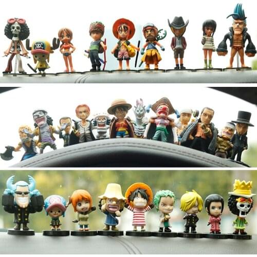 BANDAI One Piece Action Figur Roronoa Zoro Ace Frawky Q Version Doll Anime Car Decoration Doll Gift Model