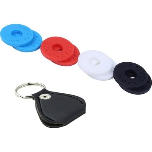 Key Chain Guitar Picks Holder with 4 Pair Strap Locks - 2 Red, 2 Blue, 2 Black, 2 White