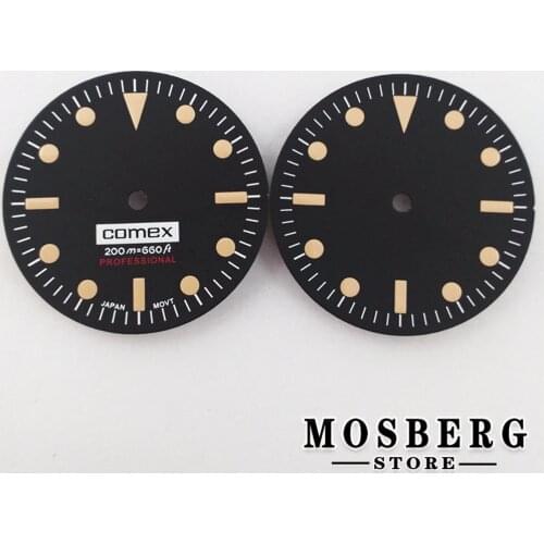 28.5mm Sterile Black Watch Dial Fit 3.0 o'clock 3.8 o'clock Watches Accessories For NH35 NH35A Movement