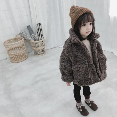 Girls Boys Babys Coat Jacket Outwear 2021 Lovely Fur Thicken Winter Plus Velvet Warm Tracksuit Fleece Childrens Clothing