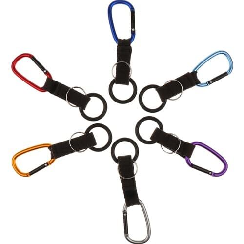 Travel Hiking Hand-free Carrying Water Bottle - Small Quick Release Rubber O-ring with Hook & Loop + Carabiner Clip + Key Ring