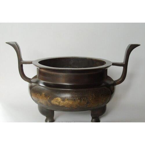 Elegant old Qing Dynasty copper censer/ incense stove,with mark, best collection& adornment,Free shipping