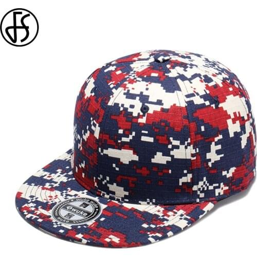 FS 2021 Red Green Navy Camouflage Plaid Snapback Cap Streetwear Flat Brim Hip Hop Caps Baseball Hats For Women Men Trucker Hat