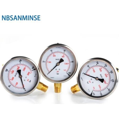 Hydraulic Oil Pressure Gauge Liquid Manometer SM1SP100L 100mm 4-6.9 Inches 1/2 NPT NBSANMINSE