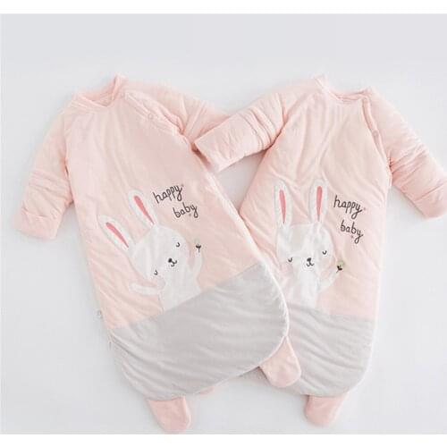 Cotton Sleeping Bags Baby Unisex Baby Sleeping Sack Detachable Long Sleeves Warm Rabbit Blanket kids Pajamas For Children Bed