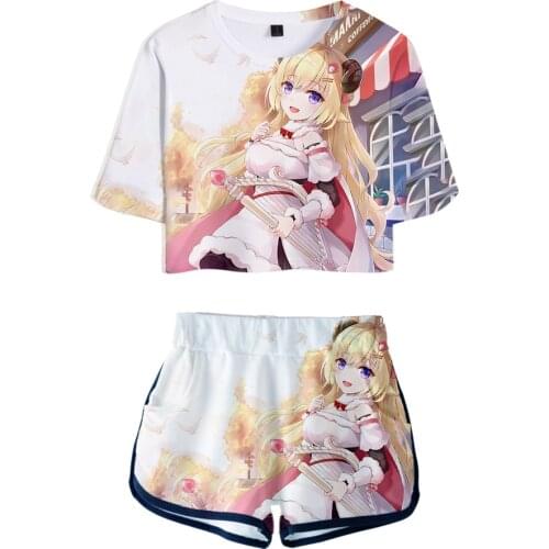 HOLOLIVE VTuber Tsunomaki Watame 3D Summer unisex Sets Sexy Short Tops+shorts Elastic Waist Suit Vitality Kawaii Two Piece Sets