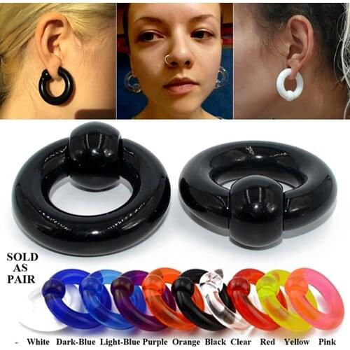 1Pair Acrylic BCR Big Large Size Giant Captive Bead Ring Ear Tunnel Plug Expander Guauge Male Nose Ring Piercing Body Jewelry