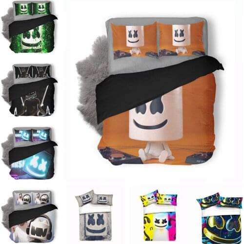 3D Print Marshmello Bedding Set Printed Duvet Cover Pillowcase Twin Full Queen King Bed Linen Bedclothes Comforter Cover Sets
