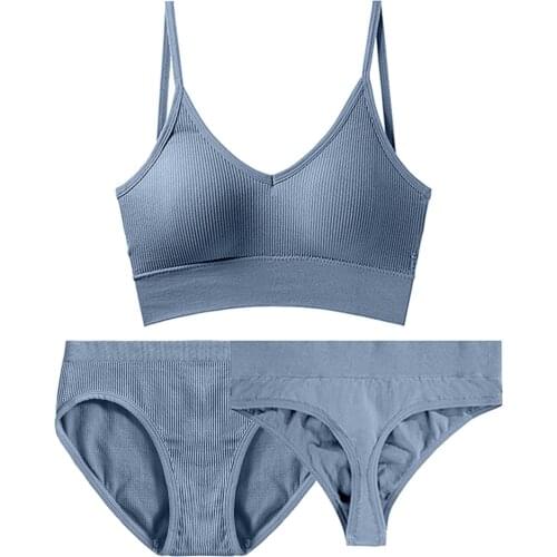 Ladies Pure Cotton Comfortable Breathable Lingerie Set High Stretch One Piece Underwear Bra + Panties + Thong 3pPCS/Set CYHWR