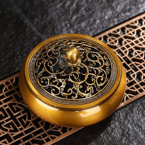 Retro Alloy Incense Burner Zinc Imitation Copper Coil Incense Burner Sandalwood Censer Tearoom Home Decorations