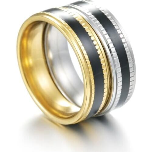Mens Rings Stainless Steel 8mm Wide Mid Black Simple Male Popular Fashion Jewelry Ring Gift Hot Sale