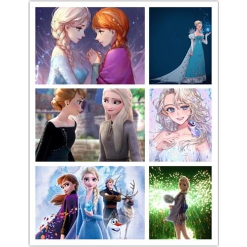 5D Disney Cartoon Princess Diamond Painting Mosaic Frozen Elsa Diamond Embroidery Full Squareround Cross Stitch Kits Home Decor