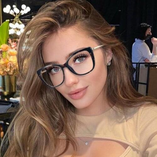 Glasses Women Anti Harmful Blue Ray Square Eyewear Clear Lens Vintage Shades IG Popular Optical Eyeglasses Frame Pink Leopard