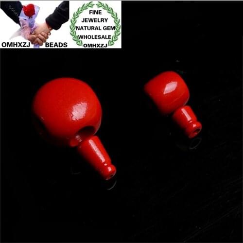 OMHXZJ Wholesale ZB472 10x10 12x13mm DIY Jewelry Making Tibet Guru Necklace Joint Natural Stone Fine CinnabarThree Holes Beads