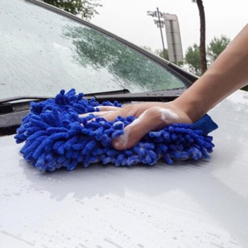 1Pc Chenille Glove Single Sided Soft Random Color Window Washing Hand Mitt Mitt Ultrafine Household Auto Care Glove for Car