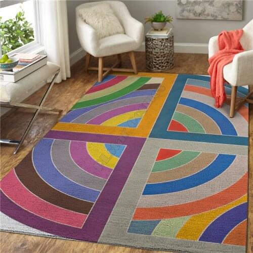 Retro Geometric Figures 3D Printed Rugs Mat Rugs Anti-slip Rug Carpet Home Decoration Living Flannel Bedroom Non-slip Floor Rug