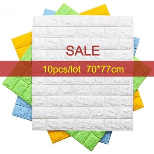 10pcs Self Adhesive Waterproof TV Background Brick Wallpapers 3D Wall Sticker Living Room Wallpaper Mural Bedroom Decoration